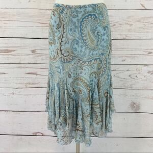 Margaret Frances blue cream flowing pattern skirt